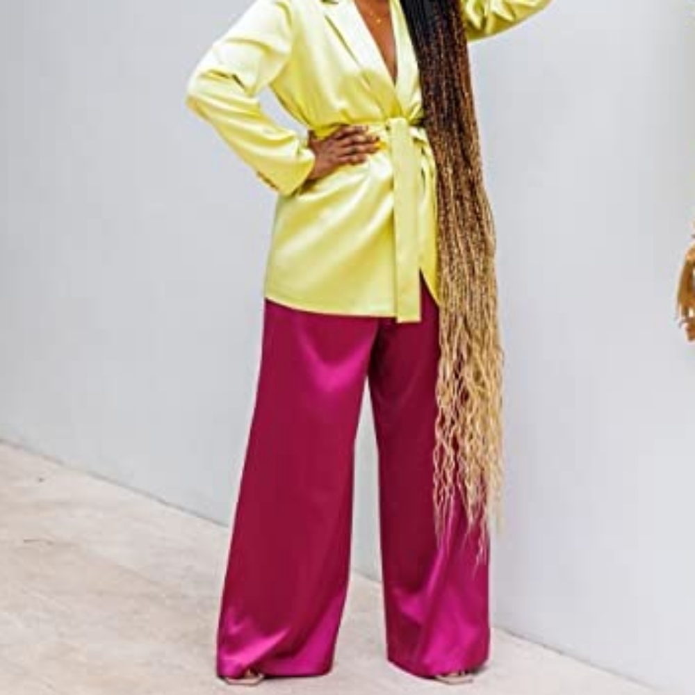 TenickaB x Amazon Drop Orchid Wide Leg Satin Pant
